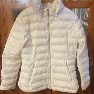 Women's White Size 8-10 Puffer Hooded Jacket